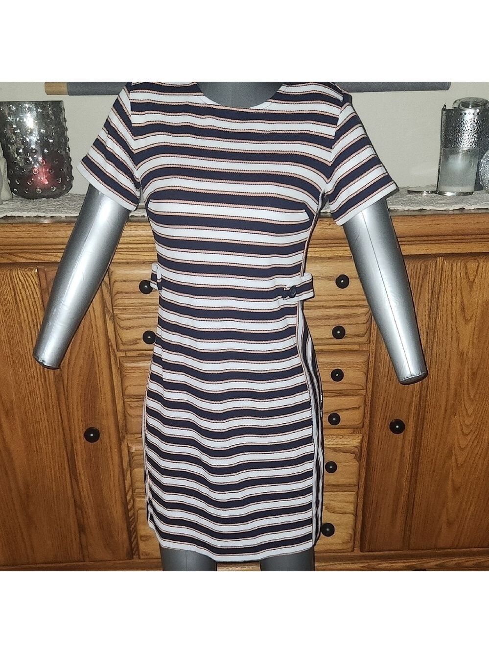 Banana Republic Factory Navy and White NWT picque Spring Midi Classy Dress Sz 2